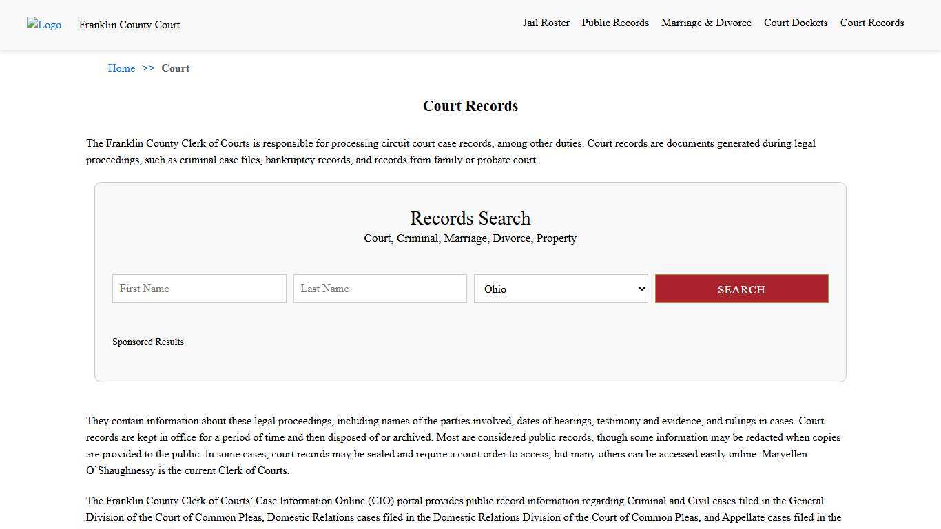 Court Records Franklin County Court