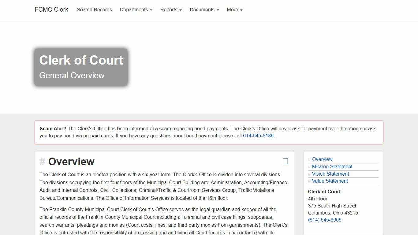 Clerk of Court - General Overview